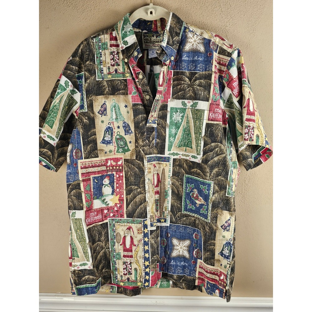 Reyn Spooner Mele Kalikimaka Limited Issue Hawaiian Pullover Camp Shirt Medium